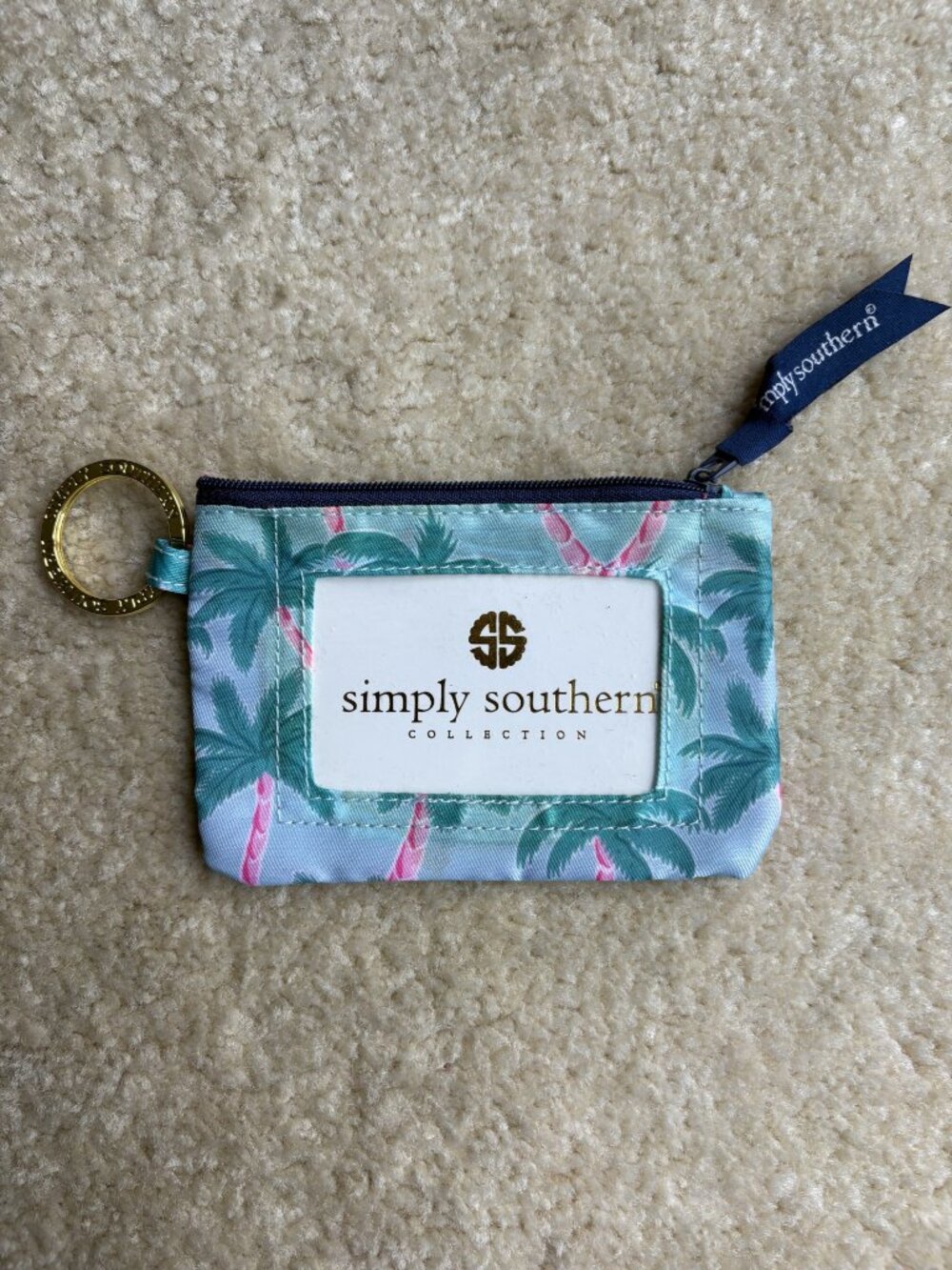 Simply Southern Zippered, Key Chain, ID Window, Coin Wallet - Palm Trees